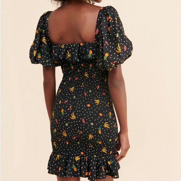 FARM Rio Tiny Fruits Smocked Black Dress - Picture 3 of 5